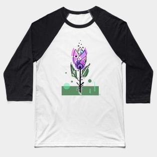 purple retro style tulip flower Baseball T-Shirt